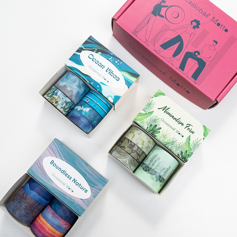 15 Rolls Nature Stories Washi Tapes Set | 5 Meters Length Each Roll | Various Widths | OM Signature Wide Journaling Washi Tapes Combo Nature Stories