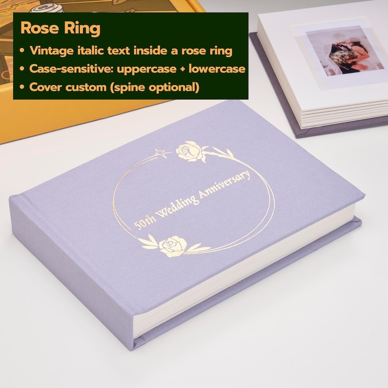 Personalized Linen Hardcover Photo Album For Instax Mini | 48 Pockets (writable thick cardstock) | Occasional Motto Handmade Album Rose Ring