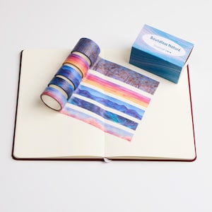 5 Rolls Boundless Nature Washi Tape Set | 30mm 20mm 15mm width | 5 Meters length | 5 Patterns Journaling Tapes | Occasional Motto Washi Tape
