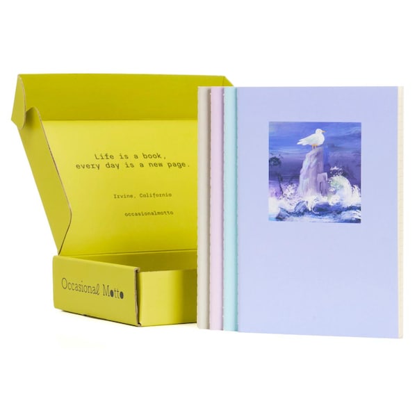 Set of 4 Majestic Ocean Stitched Notebooks | A5 Medium 5.5x8.3 inch | 100gsm eco-friendly paper | 60 pages 30 sheets | OM Journal Sketchbook