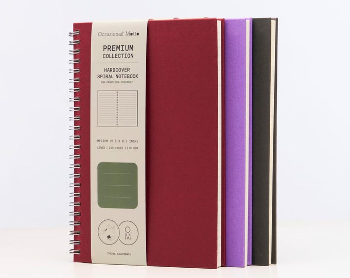 Set of 3 Hardcover Spiral Kraft Notebooks | 120gsm eco-friendly paper | 100 pages 50 sheets | Occasional Motto A5 B5 Premium Sketchbooks