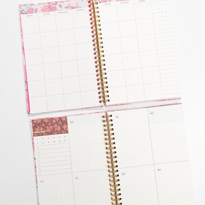 Agenda non daté à couverture rigide en spirale 12 mois et 72 semaines Papier moyen A5 100 g Agenda hebdomadaire mensuel floral Devise image 6