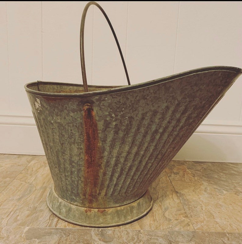 Vintage galvanized coal/ash bucket Etsy