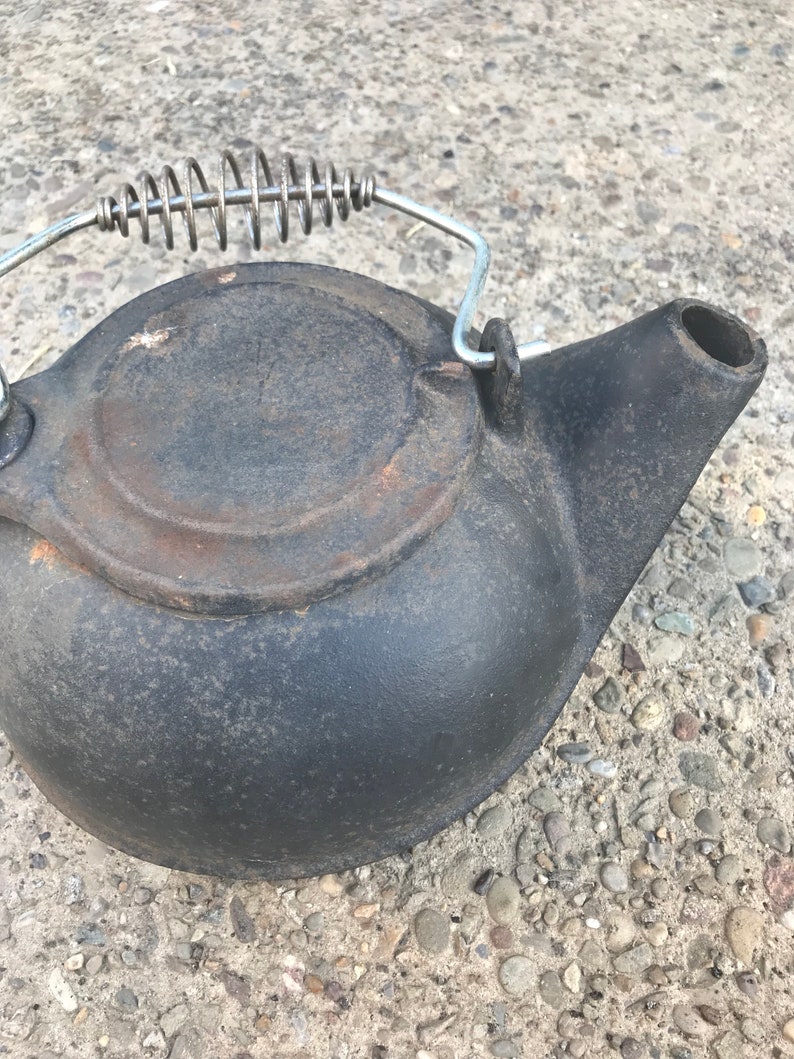 Antique Cast Iron Tea Kettle Etsy