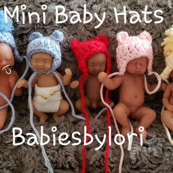 Miniature Knitted Baby Bear Hats Or Pom Pom Hats Or Beanies Sold Separately