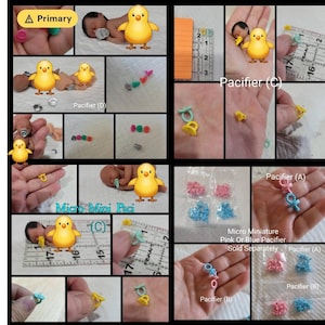 Baby Micro Mini  Pacifiers, For Miniature Dolls Several styles And Sizes. Sold Seperatly