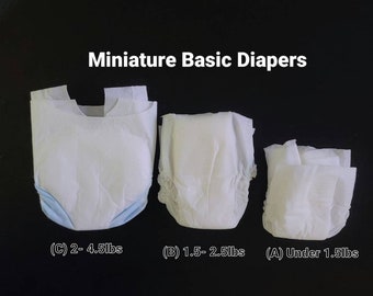 30 NANO size diapers PREEMIe MONKEYS OR DOLLS up to 2 pd - no doll includ