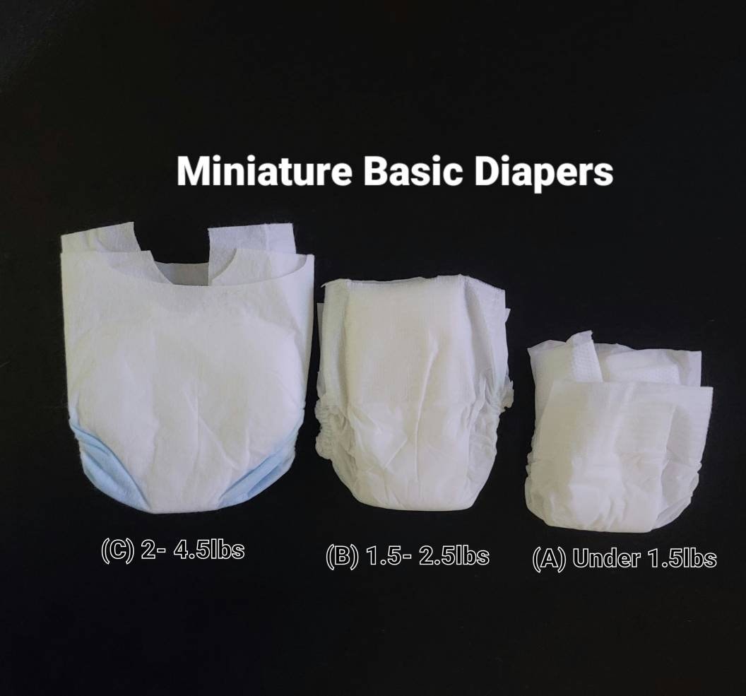 30 NANO size diapers PREEMIe MONKEYS OR DOLLS up to 2 pd - no doll includ