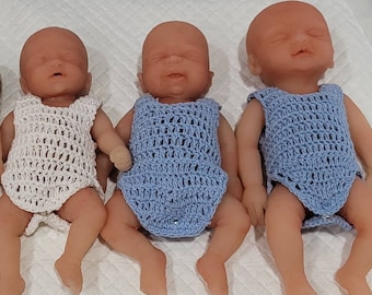 Miniature Crochet Rompers With Snap Crotch 3 Sizes Several Colors (Sold Seperatly)