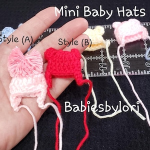Miniature Knitted Baby Bear Hats Or Pom Pom Hats Or Beanies Sold Separately