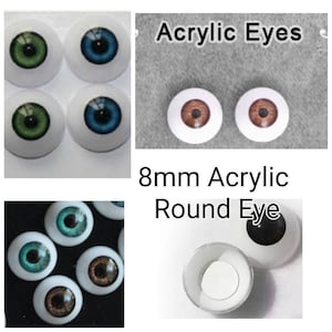 Reborn 8mm Acrylic High Quality Round Eyes (Brown or Blue)Or 6mm Oval Glass Eyes