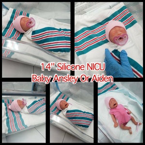 NEW!!! Full Silicone 14&quot; NICU Preemie Baby Girl Ansley or Boy Aiden (Several Options) Sold Seperatly