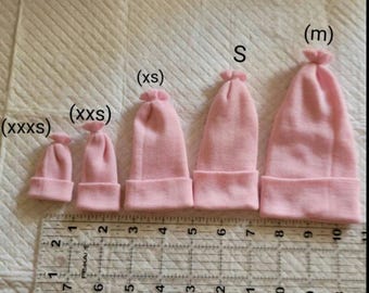 Miniature Baby Hospital Beanies Several Sizes & Colors (Dolls Not Included)