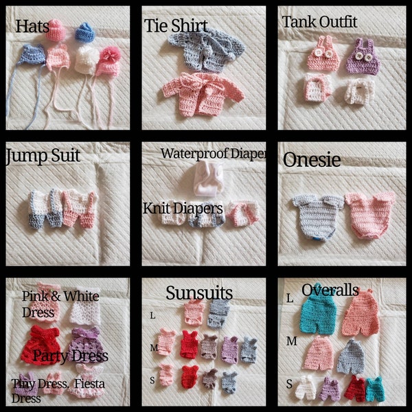 Miniature Baby Clothes & Accessories. (Sold Seperatly)