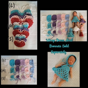 Los vestidos y gorros en miniatura para bebés se venden por separado (varias opciones)