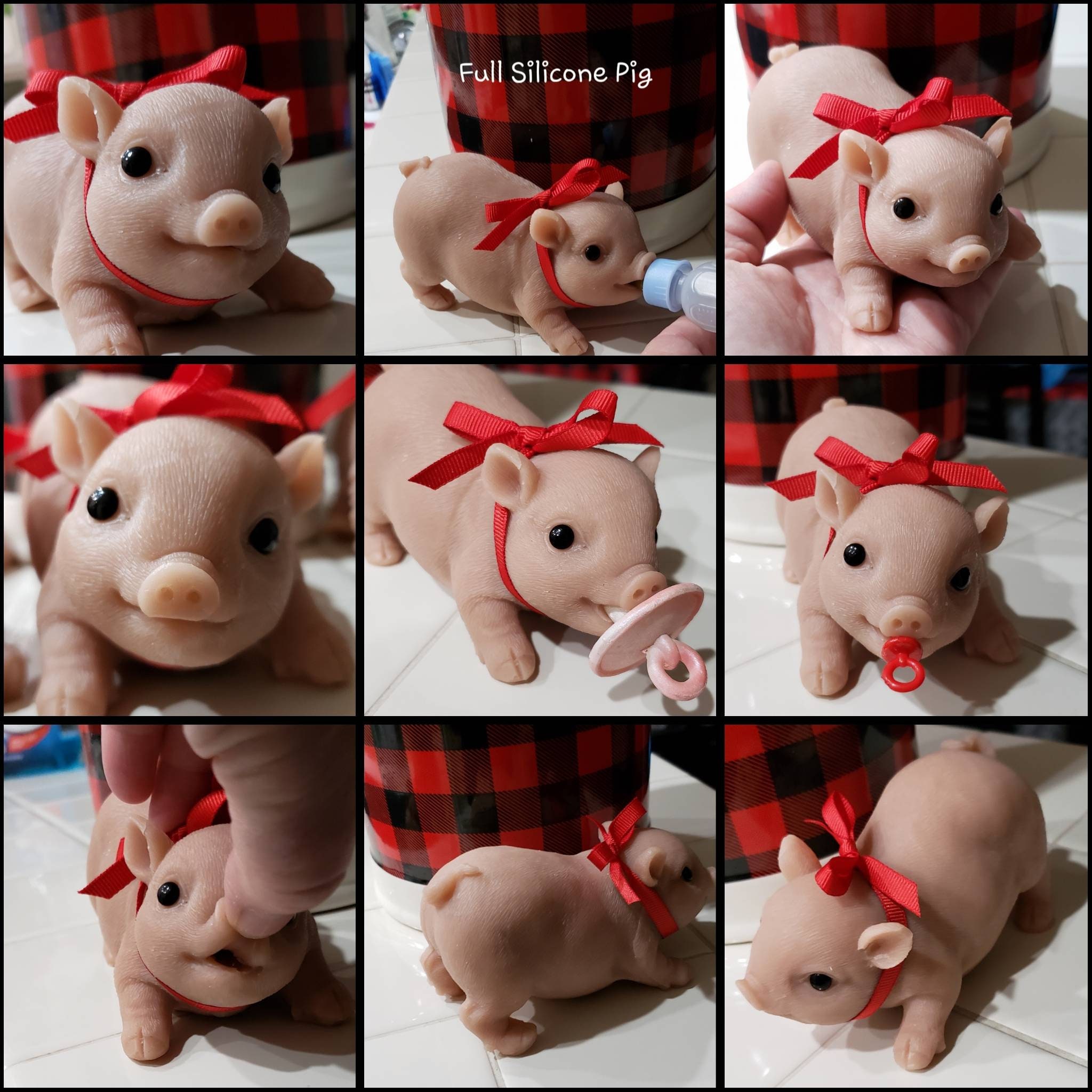 Customized Silicone Pigs Animal Doll Mini Reborn Piglet Stretchy