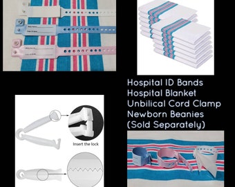 Hospital ID Bands, Newborn Or Micro Preemie NICU Blanket,Unbilical Cord Clamp,Bracele For Babies/Reborn Dolls/Silicone Doll( Sold Seperatly)