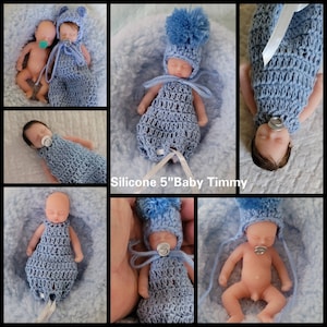Ships Fast Full Silicone  Miniature 4&quot;  Baby Timmy Option For Hair