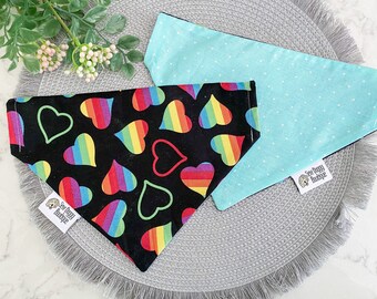 Pride dog bandana LGBTQ, Rainbow reversible bandana, pride 2023, pride dog outfit, gift for gay pride, coming out gift, lesbian gift,