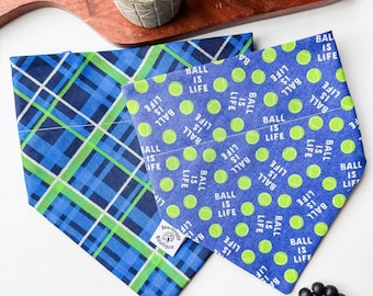 ボールは命！犬用バンダナ（首輪に着用）、テニスボール柄ペットスカーフ、リバーシブル首輪バンダナ（犬用）、犬の誕生日パーティーにぴったりの面白いギフト