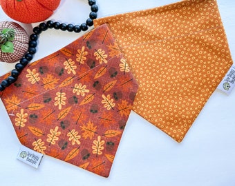 Fall leaves dog bandana, pet bandana for thanksgiving, slip on over the collar, gift for new pet parent, cat accessories, pet fall accessory