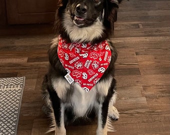 USD / University of South Dakota / Coyote / Yotes reversible over the collar dog bandana / collar bandana pet neck ware/ cat bandana