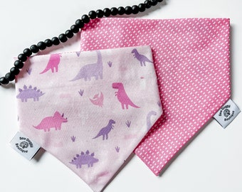 Dinosaur dog bandana, over the collar pet scarf, birthday gift for girl dog, pink pet accessories, new dog gift, Dino gifts, personalized