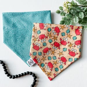 Crab summer beach dog bandana, summer theme pet bandanna, over the collar scarf, cute pet handkerchief, gifts for new pet parents, crabby