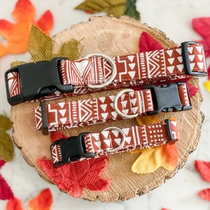 Modern dog collar, boho dog collar, rust collar, orange collar, fall dog collar, aztec dog collar, heavy duty collar, dog gift, puppy collar