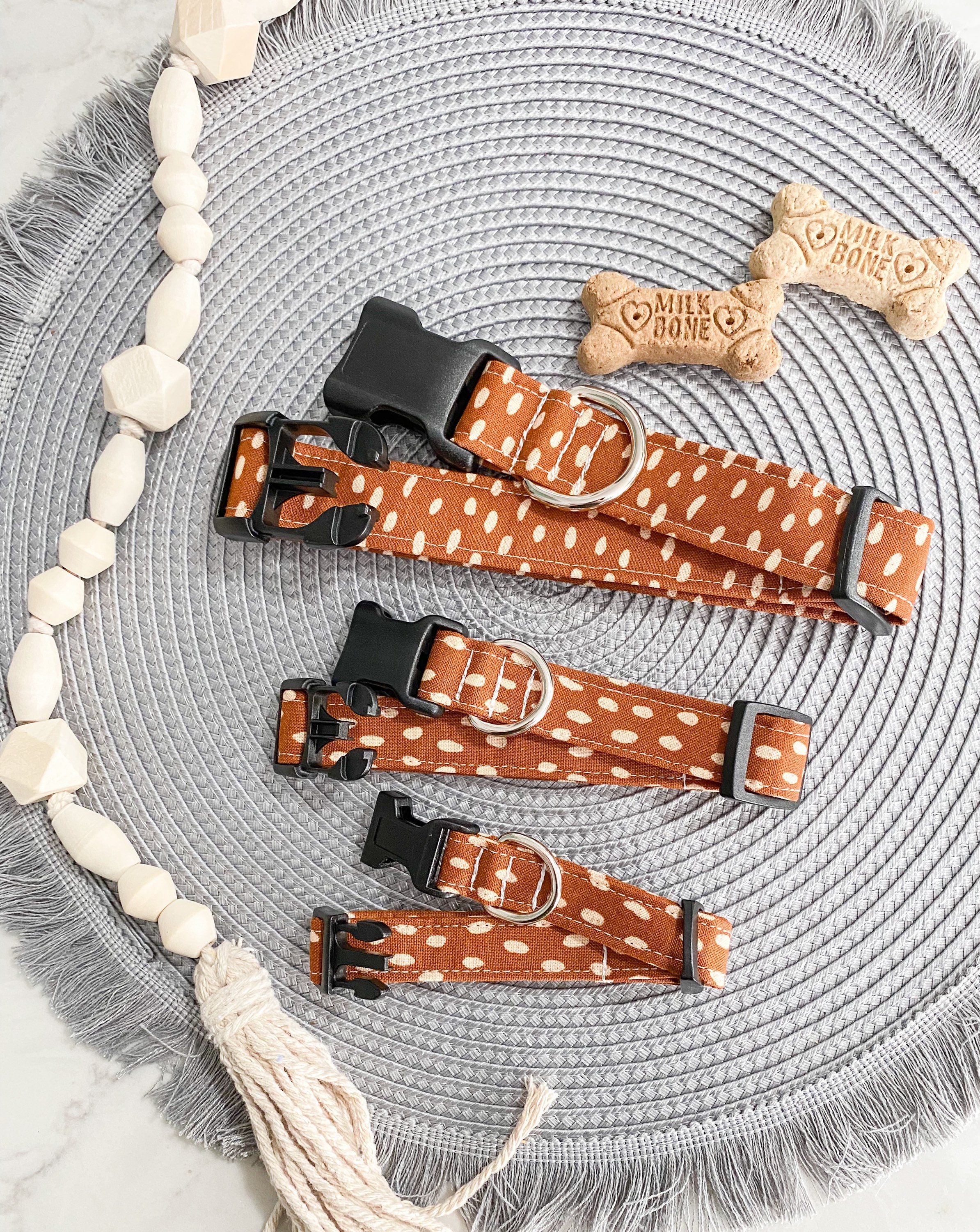 Collier Pour Chien Moderne, Collier Boho, Pois, Collier Orange Brûlé, d'automne, Joli Collier, Robus