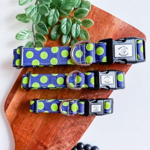 Ball is life dog collar, washable fabric dog collar, tennis ball quick release flat heavy duty collar, birthday gift for boy dog, adjustable