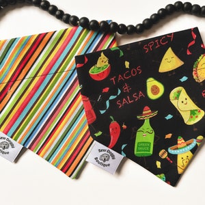 Cinco de mayo dog bandana over the collar, taco pet bandana, slip on bandanna, fiesta Friday pet accessories, birthday gift for dog party