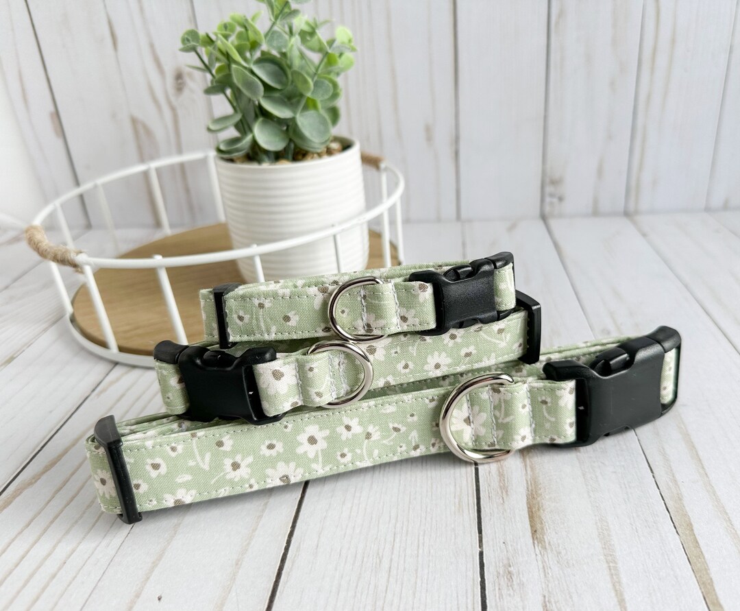 Sage Green Dog Collar Green Floral Dog Heavy Duty Dog Etsy