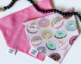 Bandana per cani Donuts, divertente sciarpa da indossare sopra il colletto, regalo di compleanno per cagnolina, accessori rosa per cani, festa di compleanno per cani, personalizzata