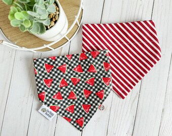 Summer dog bandana, modern Bandana, slip on Bandana, watermelon dog bandana, gift for dog mom, gift for dog, red dog accessories, over the