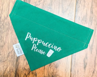 Bandana dla psa Starbucks, bandana z kawą, bandana Puppuccino, bandana z kubkiem dla psa, bandana wsuwana, bandana Starbarks, prezent dla miłośnika kawy, prezent dla psa