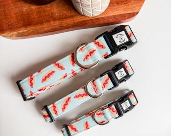 Collare per hot dog, collare per cani in tessuto lavabile, divertente collare piatto resistente a sgancio rapido per hot dog, regalo di compleanno per cane maschio, glizzy gobbler