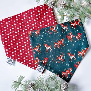 Retro reindeer dog Bandana, Christmas dog Bandana, holiday over the collar bandana, stocking stuffer for pet, Christmas gift for dog