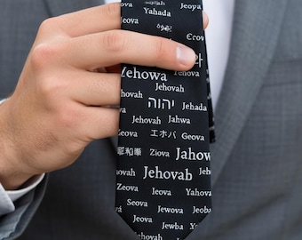 Multilingual Jehovahs Name Mens Necktie – 30+ Language | Christian Tie Gift for JW Elders and Husbands | JW Gifts | JW Brother Tie Gift