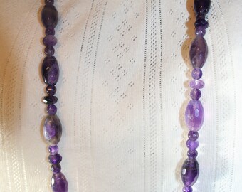 Amethyst Semi Precious Nugget Beaded Necklace