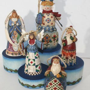 Jim Shore Snowman Ornaments Lot of 5 Heartwood Creek Figures with Painted Base