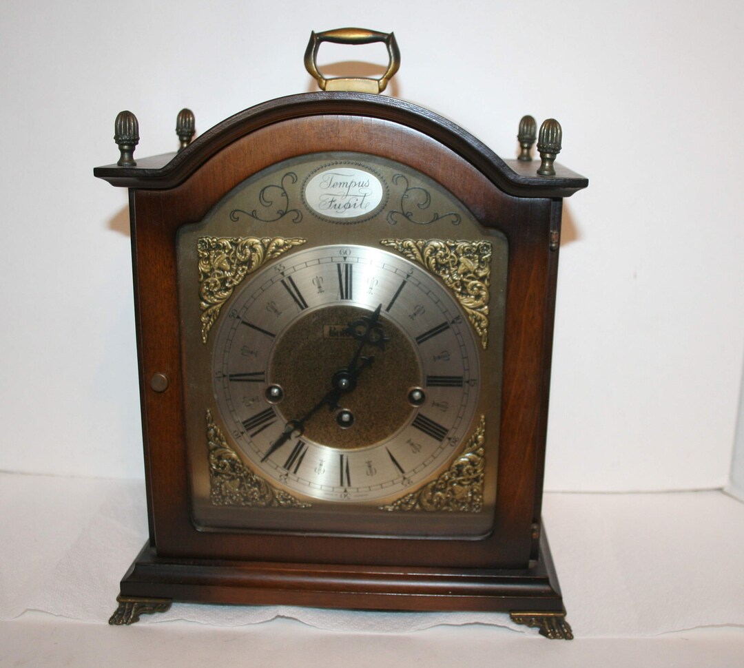 Vintage Bulova Tempus Fugit Mantel Clock W Westminster Chime Etsy