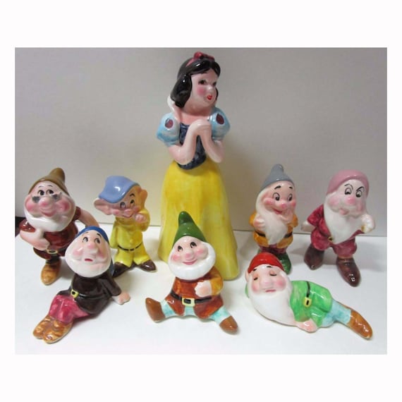 Vintage Disney Snow White And The Seven Dwarfs Dwarves Japan Ceramic