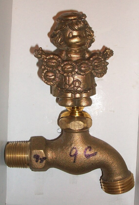 New Precious Moments Solid Brass Expressions Decorative Angel Outdoor Faucet Spigot