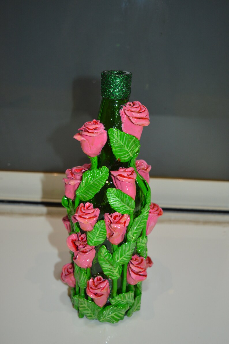 Wine bottle clay art | Etsy