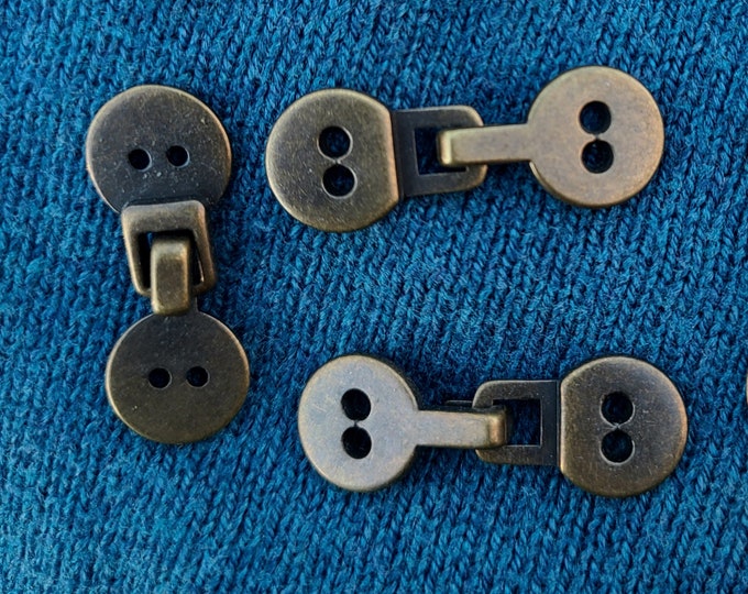 5 Sets Antiqued Gold Metal Button Hook and Eye Clasp Closures - Etsy