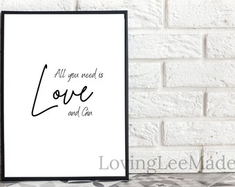 Digital print | Home | Digital download | Home Decor | Quote | Gift | Prints | Print at home | Calligraphy | Wall art | All you need is love