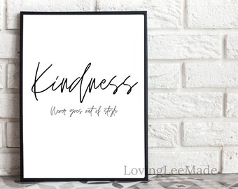 Digital print, quote print, inspirational quote, wall art, positive quote, Home decor, downloadable print, gift, calligraphy, be kind