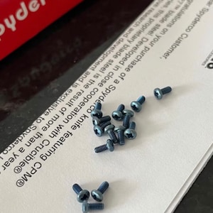 Spyderco Models Pocket Clip Screws • 3x Anodized BLUE Titanium Phillips Screws / More Spyderco Models In Description