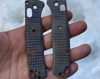 Benchmade Bugout 535 Replacement Scale Kit  TITANIUM Tiger B Pattern  Benchmade Bugout 535 Only - 2x Scales - LIMITED Edition